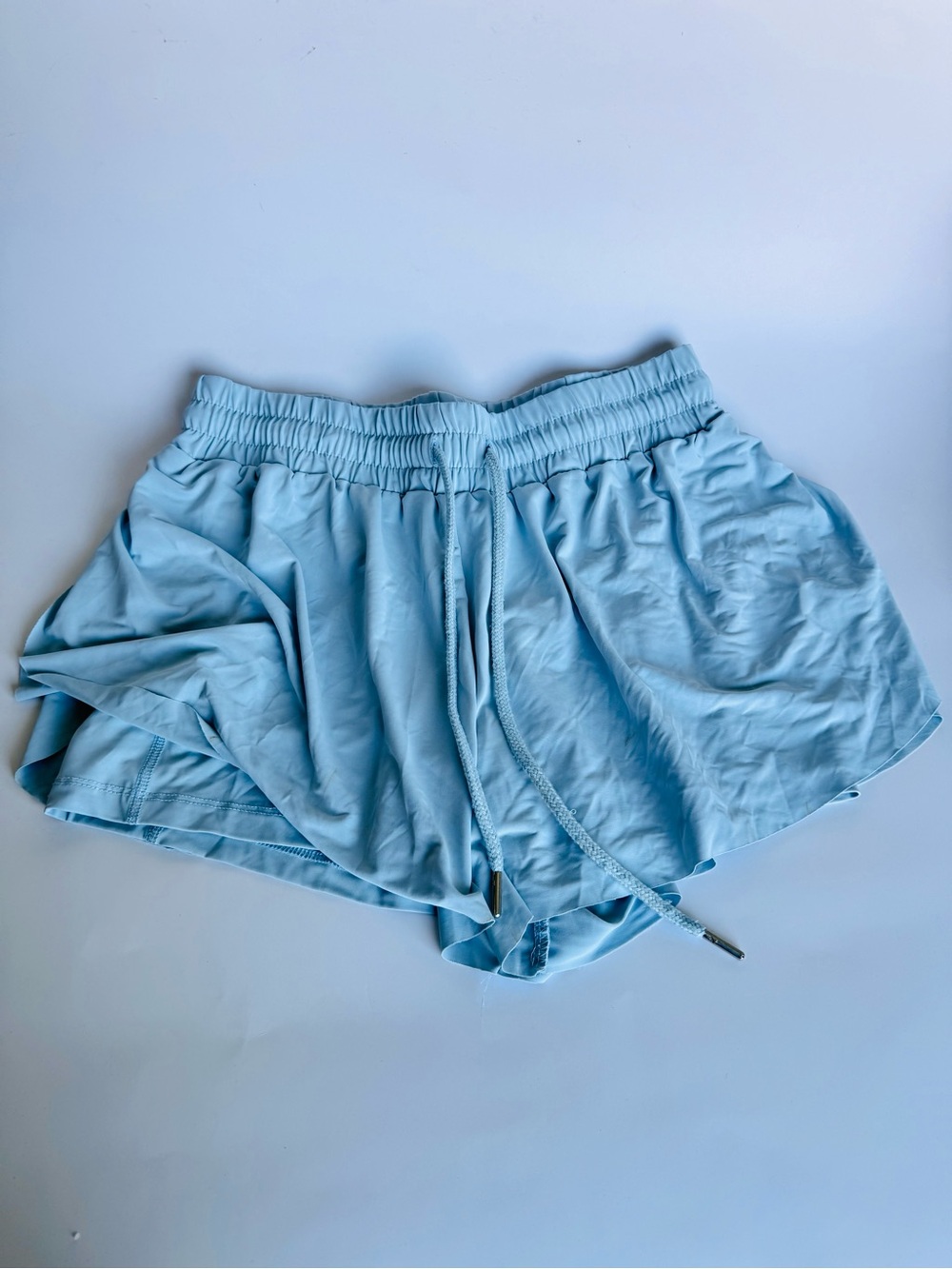 Light Blue Women's Athletic Shorts with Drawstring Waist